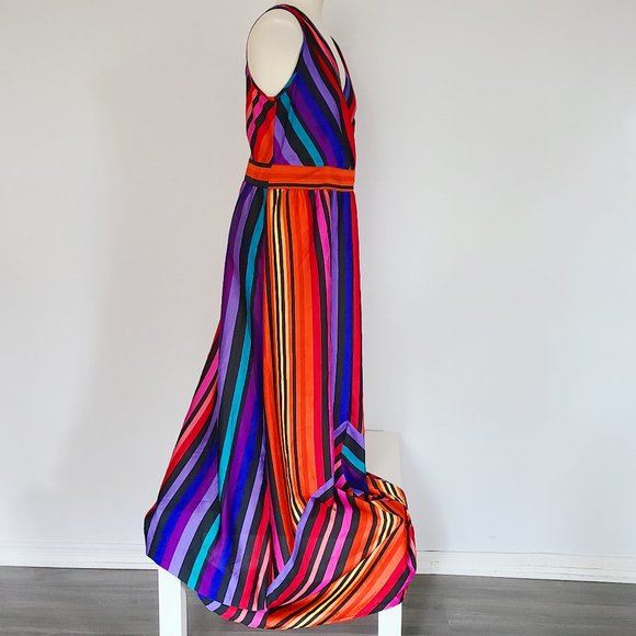 Boho Rainbow Striped Maxidress (M/L) - Picture 3 of 11